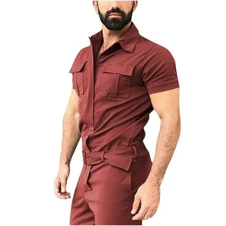 jumpsuit Men's Zip-Up Work Coverall with Pockets Walmart - QiLing $28.38