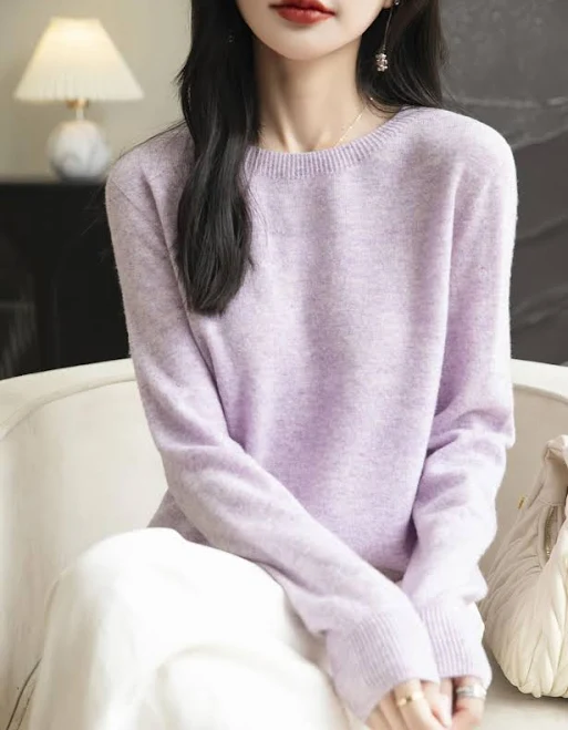 top Merino Wool Seamless Crewneck Sweater Chanyarn $47.99