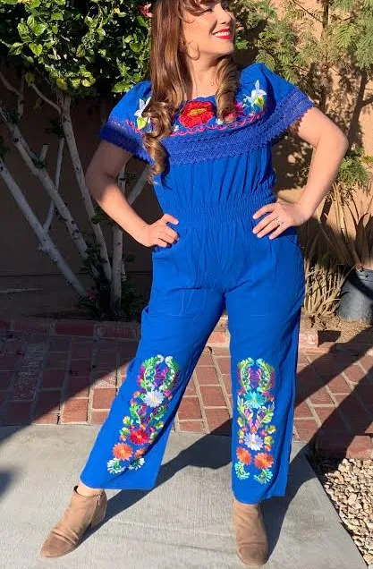 romper Mexican Floral Embroidered Jumpsuit Romper Etsy - Seller $48.79