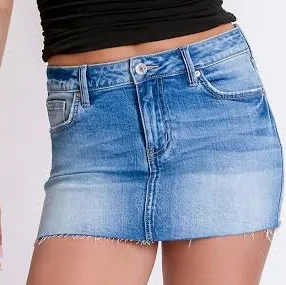 skirt Micro Mini Denim Skirt With Raw Hem In Medium Wash ShopSimon $30.55