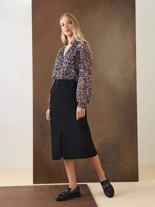 skirt Midi Denim Front Slit Skirt Jones New York $59.5