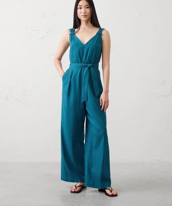 jumpsuit Midnight Lagoon Women's Linen-Blend Origami Knot Jumpsuit Banana Republic Factory $80