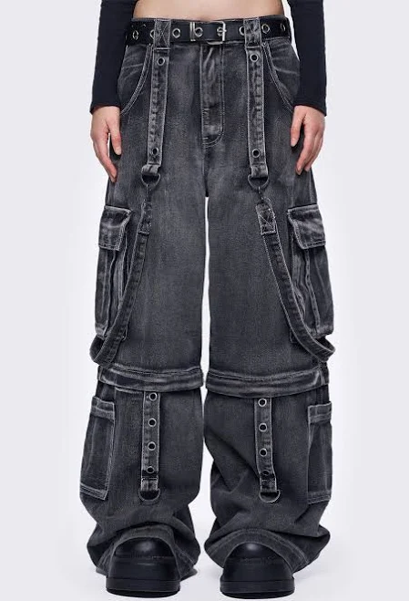 pants Minga London Multi-Pocket Wide Leg Cargo Jeans Minga London US $156