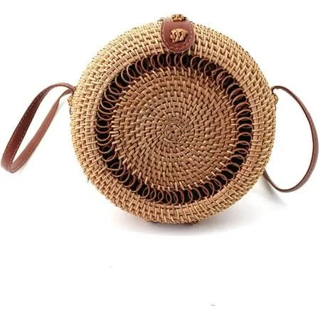 bag Mini Rattan Cross-Body Bag with Faux Leather Strap Walmart - HongJianTing $31.62