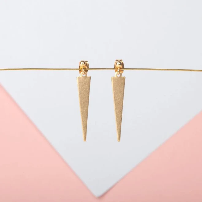 accessory Minimalist Gold Triangle Earrings Etsy - Seller $21.2
