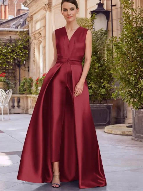 jumpsuit Missacc V-Neck Sleeveless Floor-Length Satin Mother of the Bride Dress Missacc $139