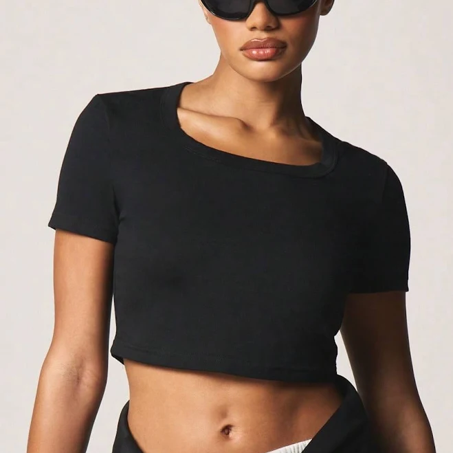 top Missguided Fitted Scoop Neck Short Sleeve Crop Top missguided $5.25