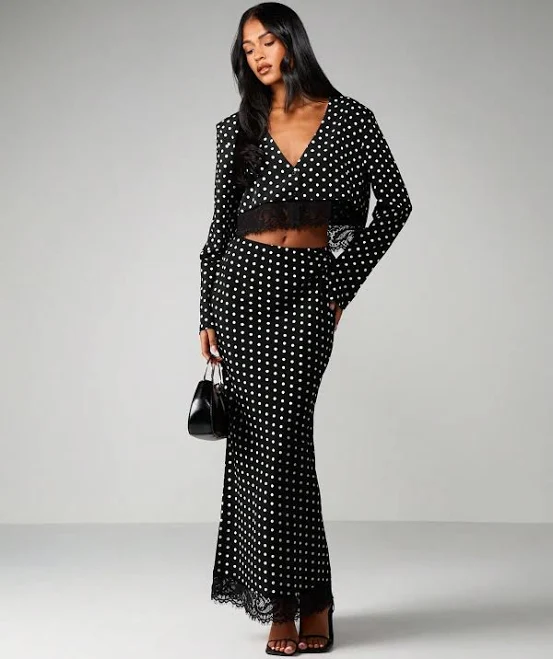 polka dots outfits Missguided Polka Dot Two Piece Maxi Skirt missguided $23.16