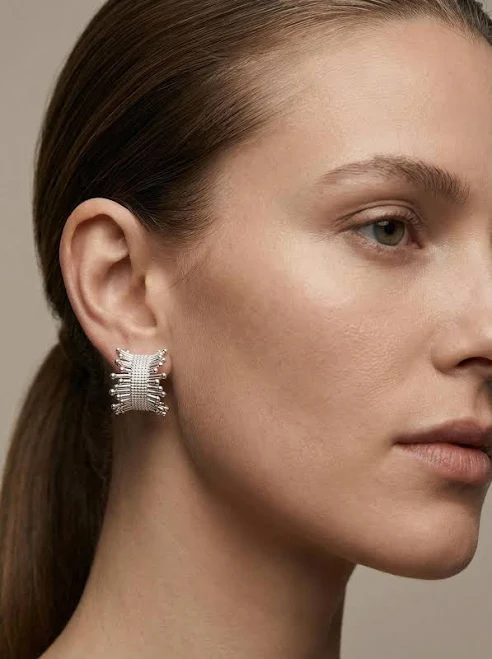 accessory Modern Artisan Sterling Silver Architectural Stud Earrings Etsy - Seller $36