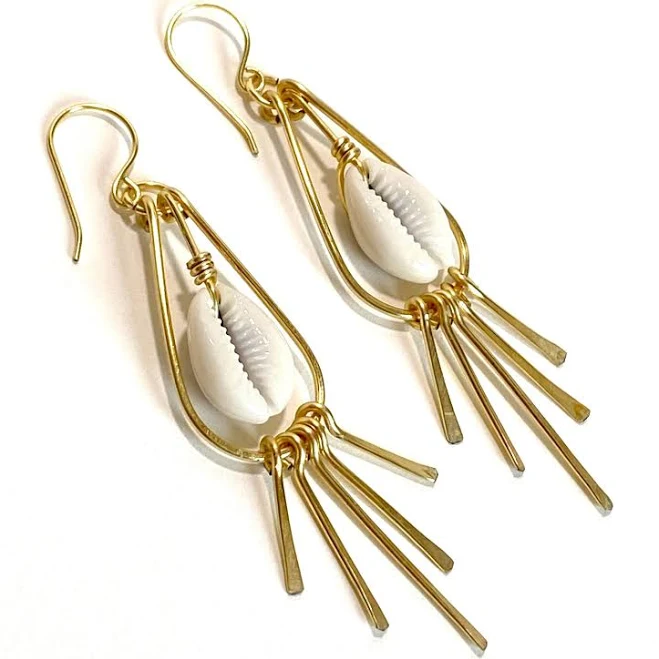 accessory Modern Boho Cowrie Shell Dangle Earrings Etsy - beachartz $24.99