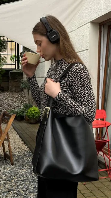 bag Modern Vegan Leather Shoulder Bag with Gold Buckle Etsy - Cantoneri $99