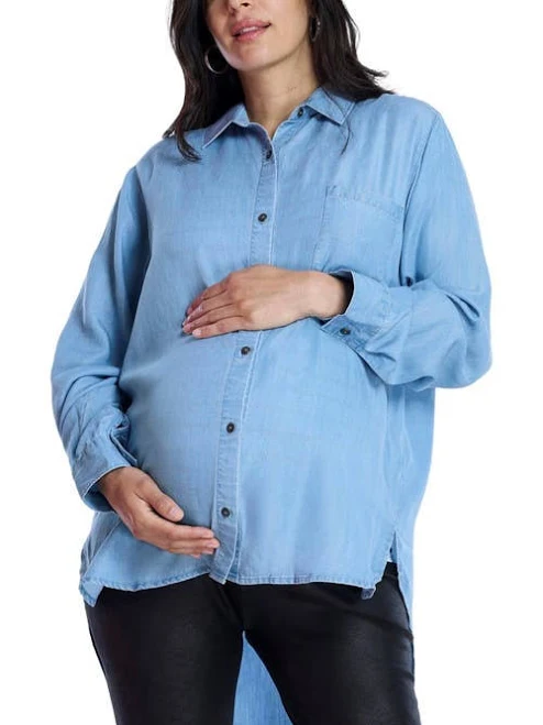 top Motherhood Maternity Women's Long Sleeve Poplin Shirt Nordstrom $35