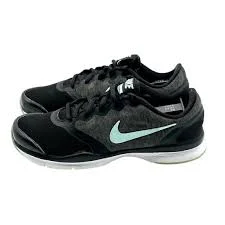 shoes Nike Training Shoes Black & Grey Teal Swoosh Athletic Sneakers Women's Size 6.5 Poshmark $27