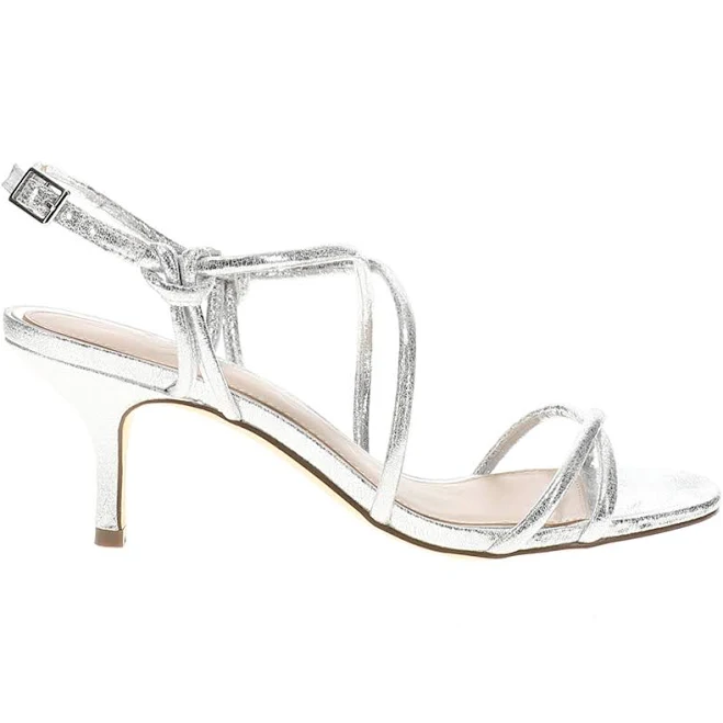 shoes Nina Women's Bright Metallic Strappy Mid-Heel Sandals shoebacca.com $64.97