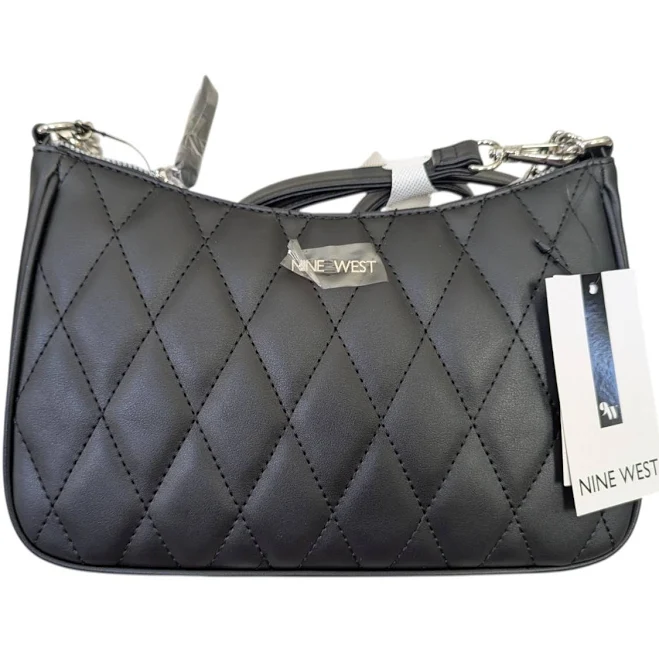 bag Nine West "peetra" Black Quilted Silver Chain Strap Crossbody Mini Bag eBay $17.99