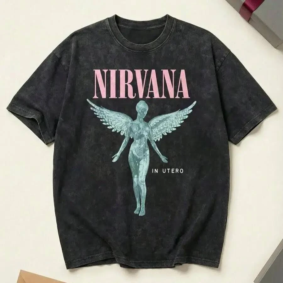 top Nirvana in Utero Vintage Washed Oversized Cotton T-Shirt TikTok Shop $13.25