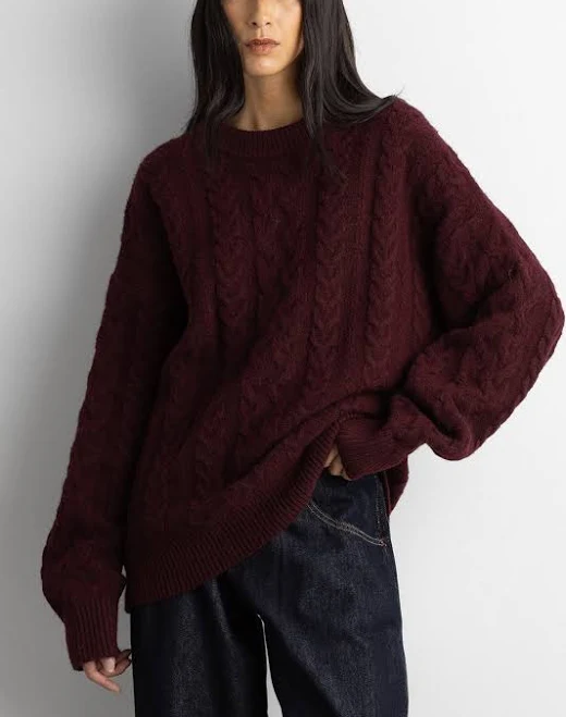 outer_layer Oak + Fort Oversized Cable Knit Sweater Oak and Fort US $76