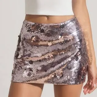skirt Oh Polly Lunara Sequin-Embellished Mini Skirt Oh Polly US $60