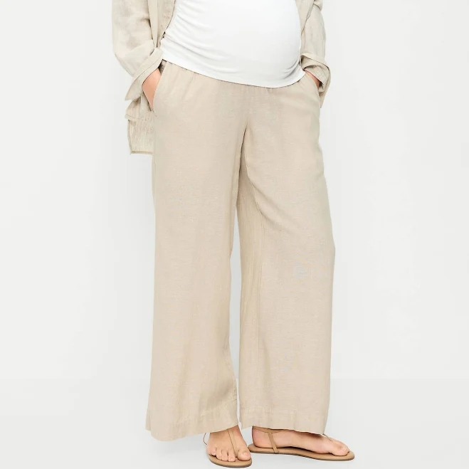 pants Old Navy Maternity Rollover Waist Linen-Blend Pants Old Navy $39.99