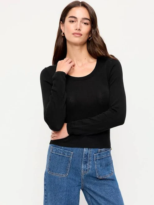 top Old Navy Women's Fitted Scoop-Neck Cropped Jersey Sweater Old Navy $9.99
