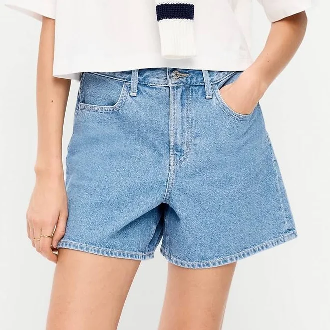 bottoms Old Navy Women's High-Waisted Baggy Jean Shorts Old Navy $18.49