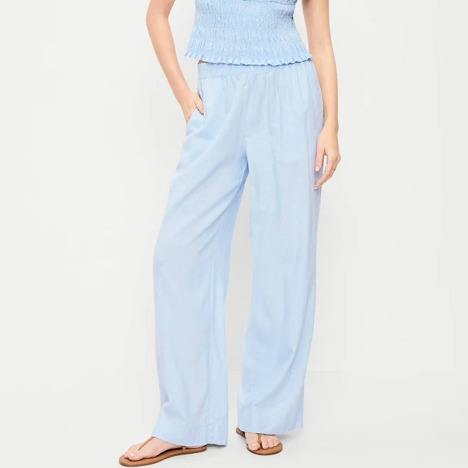 matching set Old Navy Women's High-Waisted Linen-Blend Super Wide-Leg Pants Old Navy $28