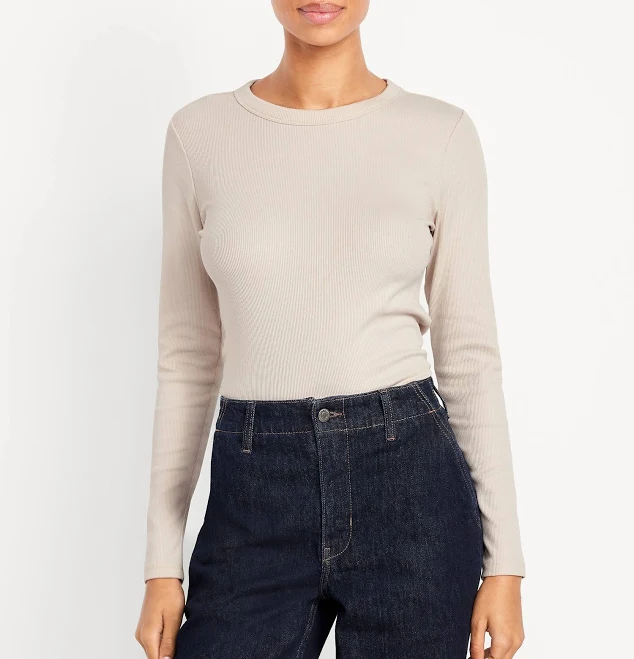 top Old Navy Women's Snug Long-Sleeve Crew-Neck T-Shirt Old Navy $6.99