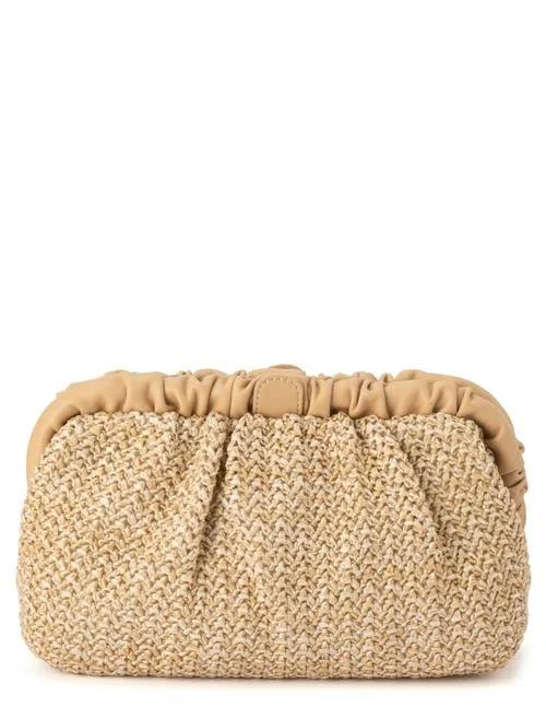 bag olga berg Amalia Pleated Woven Clutch Bag Nordstrom $99