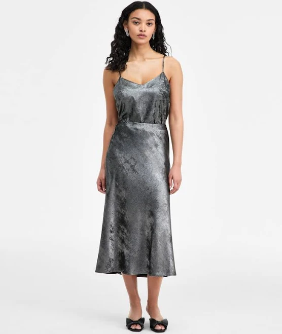 skirt On 34th Women's Metallic Midi Slip Skirt Macy's $27.73