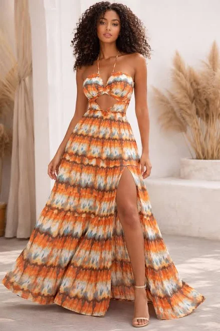 dress Orange Teal Abstract Tie Dye Maxi Dress - 4-Way Stretch Performance Fabric Etsy - Seller $15.29