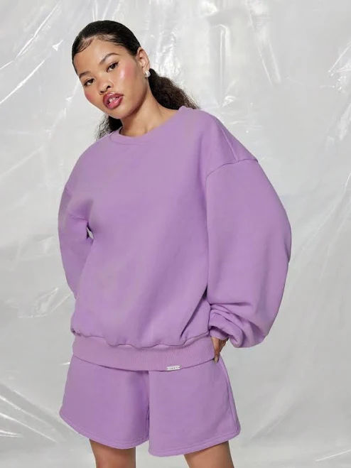 matching set Oversized Cropped Crew Neck Sweatshirt Shorts missguided $30.91