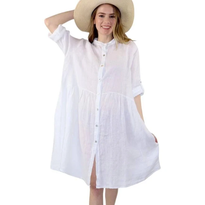 dress Oversized Linen Button Front Midi Dress Etsy - LinenCrush $66.6