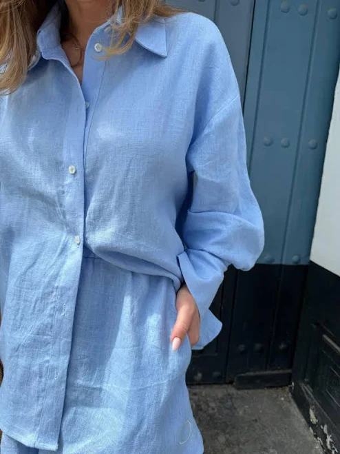 two piece set Oversized Linen Shirt & Wide Leg Shorts Set Etsy - Seller $108.91