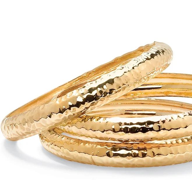 accessory PalmBeach Jewelry Hammered 3-Piece Bangle Bracelet Set Kohl's $34.99