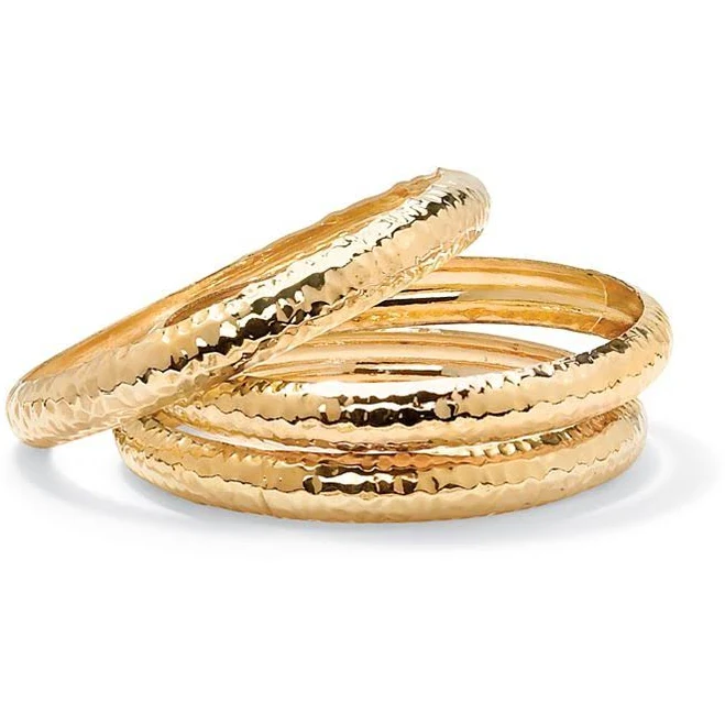 accessory PalmBeach Jewelry Hammered 3-Piece Bangle Bracelet Set Kohl's $34.99
