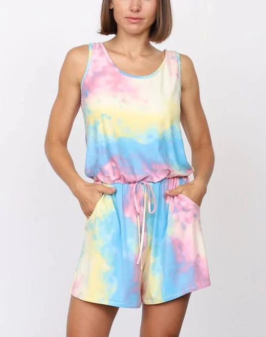 romper Pastel Tie Dye Sleeveless Romper éloges $42.99