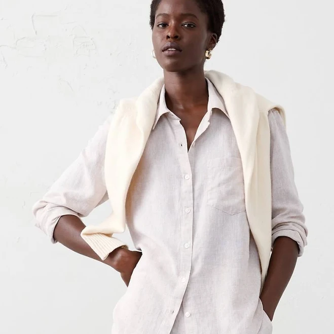 top Perfect Linen-Blend Shirt Banana Republic Factory $48