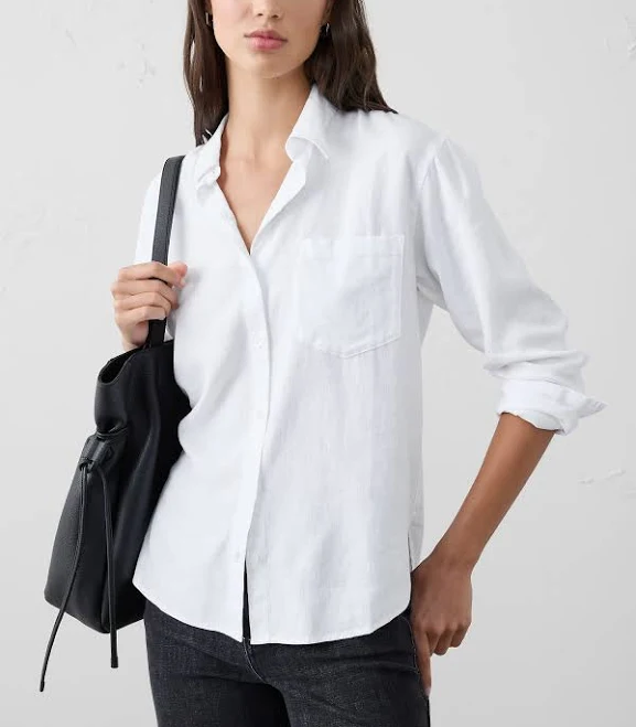 top Perfect Linen-Blend Women's Shirt Banana Republic Factory $48