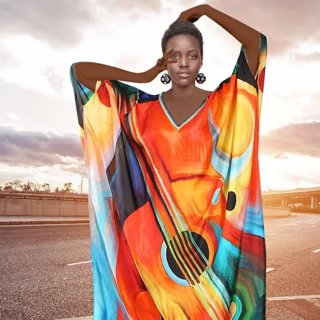 dress Picasso Art Print Silk Kaftan Maxi Dress Etsy - Indianastores $110.76