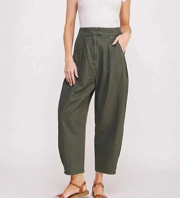 pants Pleated Barrel Leg Cropped Pants Modern Millie $52