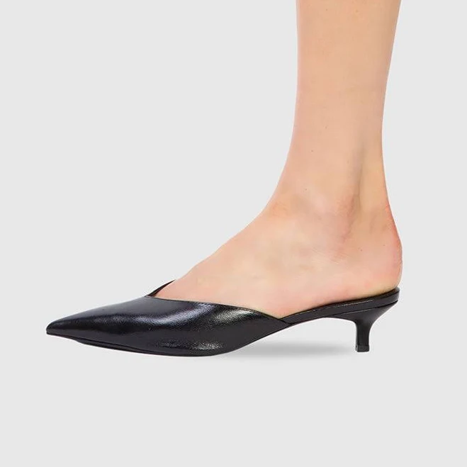 shoes Pointed-Toe Slip-On Vegan Leather Kitten Heels Fuchsia Boots $89.99