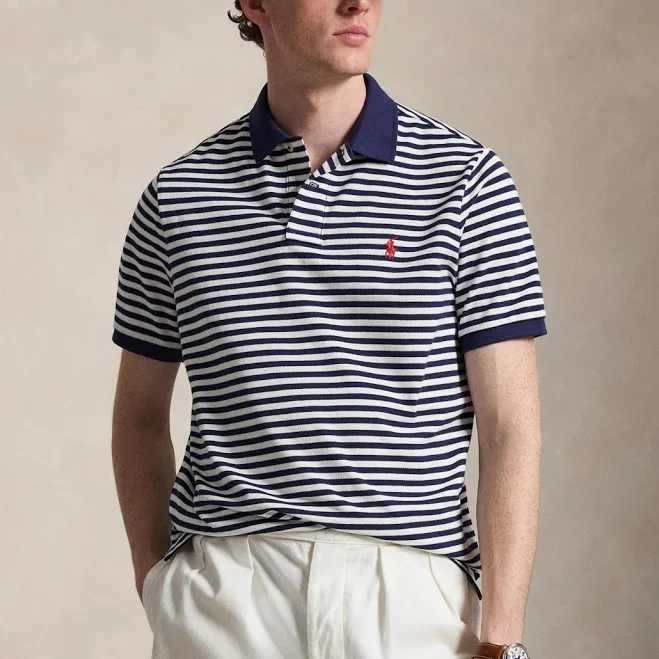 top Polo Ralph Lauren Men's Classic-Fit Striped Mesh Polo Shirt Macy's $120