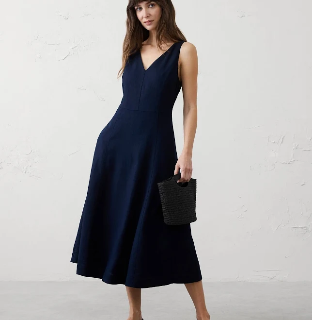 dress Preppy Linen-Blend Drapey Midi Dress Banana Republic Factory $70