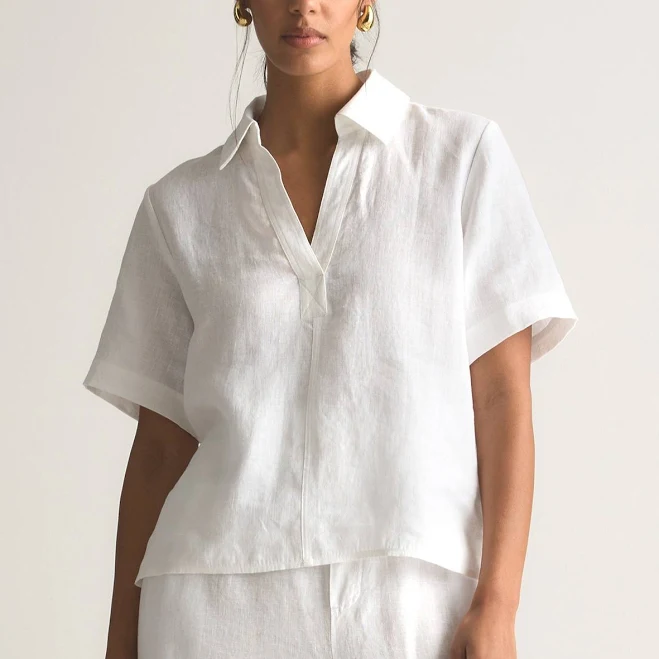 top Quince Women's European Linen Short Sleeve Popover Top Quince $42