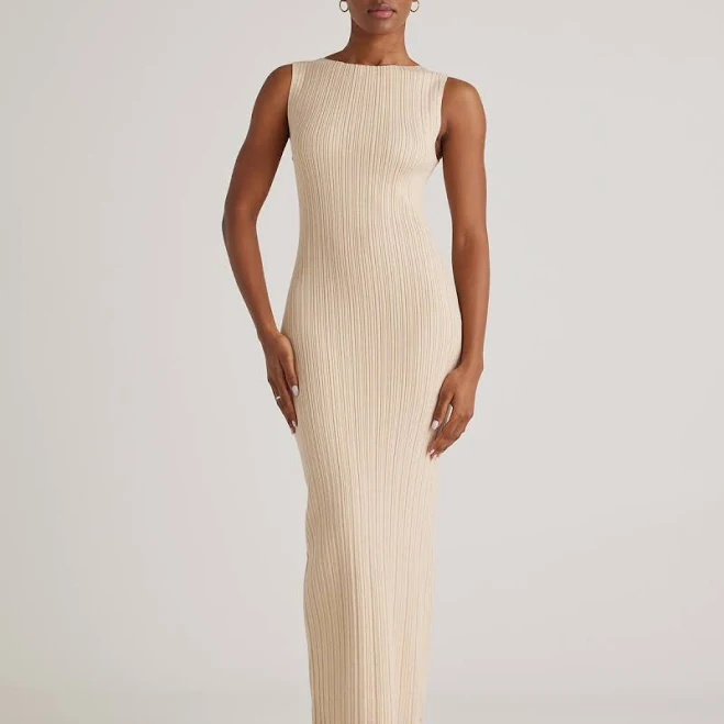 sleeveless top Quince Women's Ribbed Cotton Cashmere Midi Dress Quince $59.9