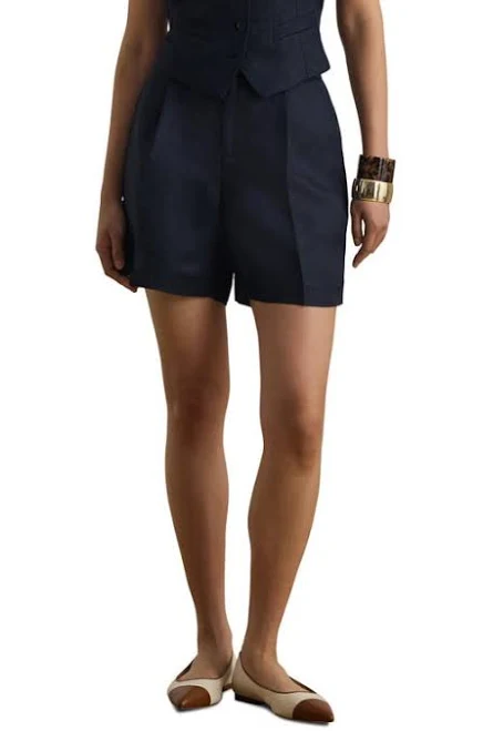 bottom Ralph Lauren Women's Pleated Linen-Blend Twill Shorts Nordstrom $145
