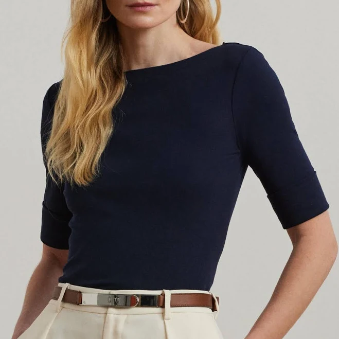 top Ralph Lauren Women's Stretch Cotton Boatneck Tee Macy's $55
