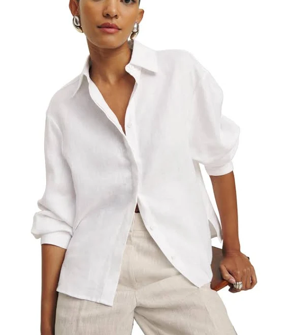 matching set Reformation Andy Oversized Linen Shirt Editorialist $148