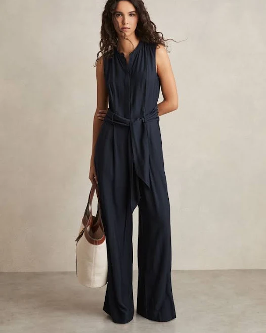 jumpsuit Reiss Women's Raven Wide-Leg Belted Jumpsuit Reiss $146