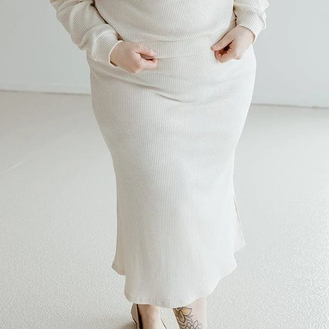 skirt Ribbed Knit Midi Length Pencil Skirt Love Marlow $49